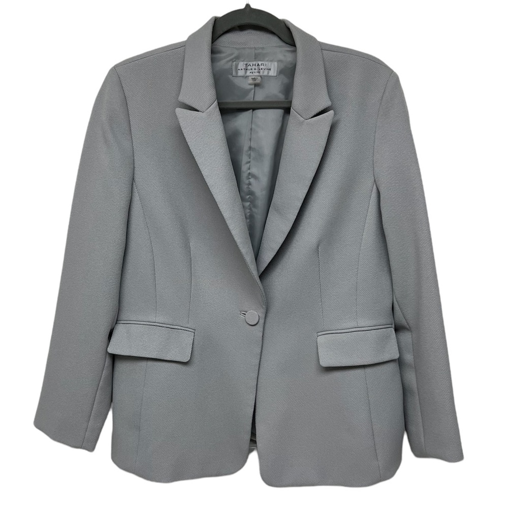 Tahari Gray Petite Blazer w/ Front Pockets